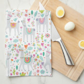 Cute Pastel Llama Pattern Theedoek (Quarter Fold)