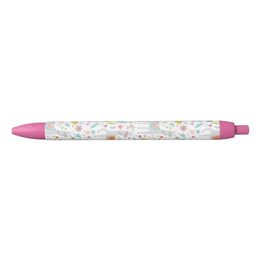 Cute Pastel Llama Pattern Zwarte Inkt Pen (Voorkant)