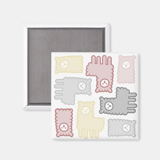 Cute Pastel Llama Puzzle Pattern Magneet (Voorkant / Achterkant)