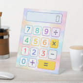 Cute Pastel Maths Calculator Desk Art for Kids Reclamebord Met Voetstuk (Insitu)