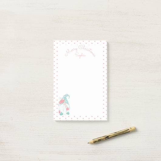 Cute Pastel Merry Kerstry Gepersonaliseerd Name Gn Post-it® Notes (Op bureau)