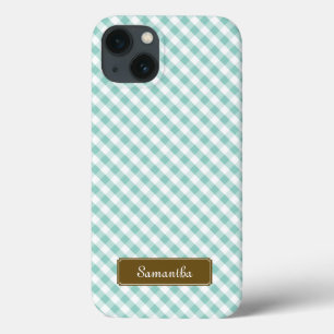 Cute Pastel Mint Gingham Pattern Case-Mate iPhone Case