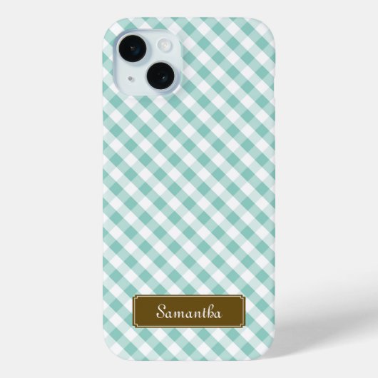 Cute Pastel Mint Gingham Pattern Case-Mate iPhone Case (Achterkant)
