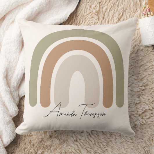 Cute pastel monogrammed regenboogroze scriptnaam kussen (Deken)