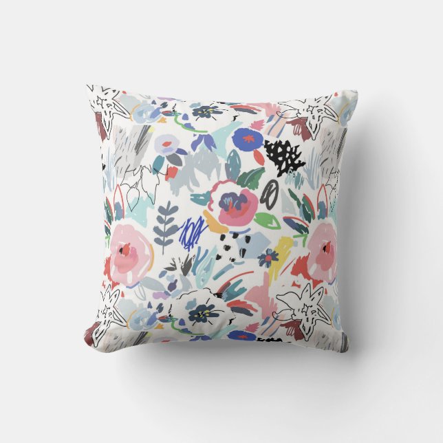 Cute Pastel Multi-Color Floral Pattern Kussen (Voorkant)