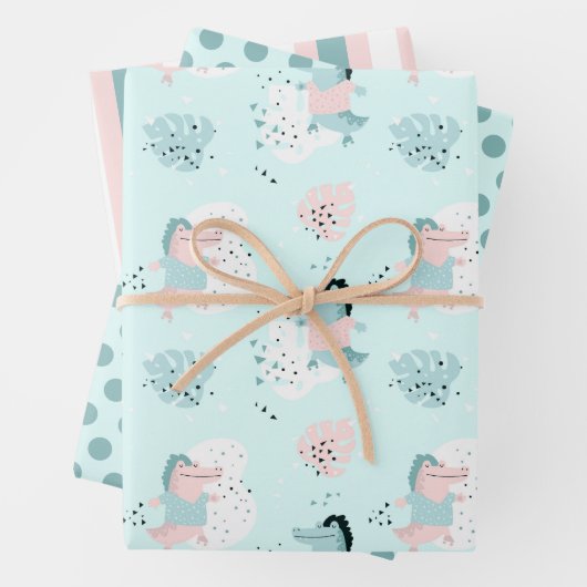 Cute Pastel Oerwoud Alligators Verpakkingspapierse Inpakpapier Vel (In situ)