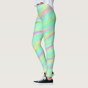 Cute Pastel Ombre Rainbow Colorful Pattern Yoga Leggings