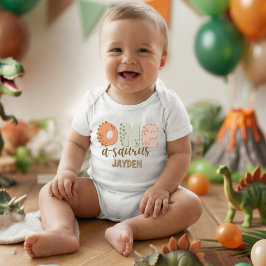 Cute Pastel One A Saurus Dinosaur Birthday Romper
