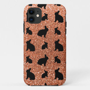 Cute pastel oranje bunny glitter patroon Case-Mate iPhone case