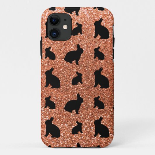 Cute pastel oranje bunny glitter patroon Case-Mate iPhone case (Achterkant)