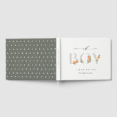 Cute Pastel Oranje Floral Boho Boy Baby shower Gastenboek (Volledig)