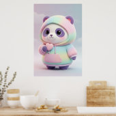 Cute Pastel Panda Hoodie | Kawaii Panda Art Poster (Keuken)