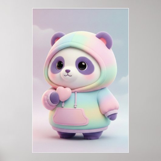 Cute Pastel Panda Hoodie | Kawaii Panda Art Poster (Voorkant)
