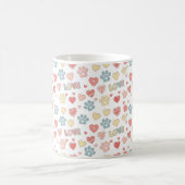 Cute Pastel Paw Prints and Hearts "LOVE" Pattern  Koffiemok (Center)
