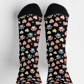 Cute Pastel Paw Prints and Hearts Pattern "LOVE"  Sokken (Top)