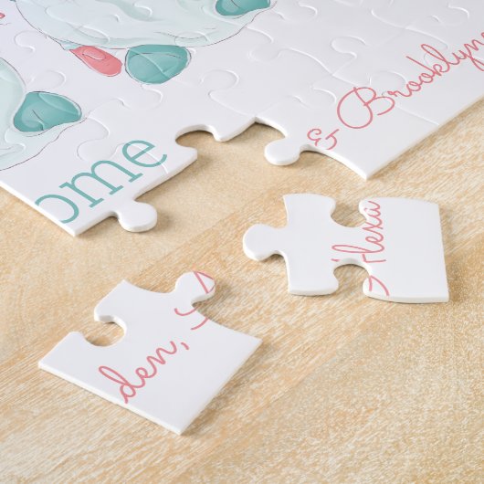 Cute Pastel Persoonlijk kerstcadeau Elf Legpuzzel (Zijkant)