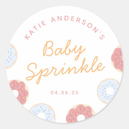 Cute Pastel Pink and Blue Donuts baby Sprinkle Ronde Sticker