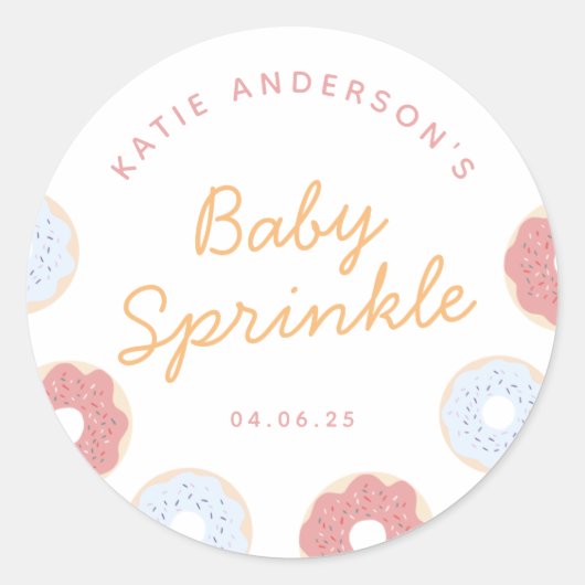Cute Pastel Pink and Blue Donuts baby Sprinkle Ronde Sticker (Voorkant)