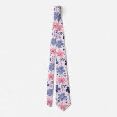 Cute Pastel Pink And Blue Floral Spring Garden Stropdas (Achterkant)