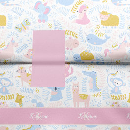 Cute Pastel Pink Animal Monogram Girl Baby shower Tissuepapier