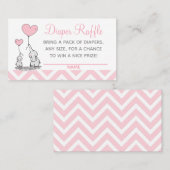 Cute Pastel Pink Baby en mam Elephant with Hearts Contactkaartje (Voorkant / Achterkant)