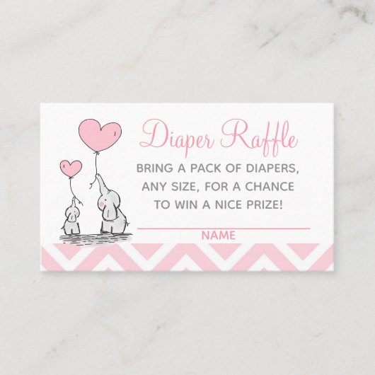 Cute Pastel Pink Baby en mam Elephant with Hearts Contactkaartje (Voorkant)