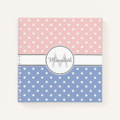 Cute Pastel Pink Blue Polka Dot Pattern Monogram Notitieboek (Voorkant)