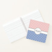 Cute Pastel Pink Blue Polka Dot Pattern Monogram Notitieboek (Binnen)