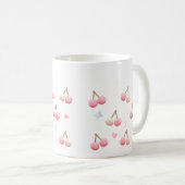 Cute Pastel Pink Cherry Pattern Coffee Mug Koffiemok (Voorkant rechts)