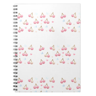 Cute Pastel Pink Cherry Pattern Notebook Notitieboek