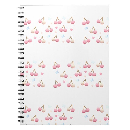 Cute Pastel Pink Cherry Pattern Notebook Notitieboek (Voorkant)