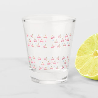 Cute Pastel Pink Cherry Pattern Shot Glass Glas