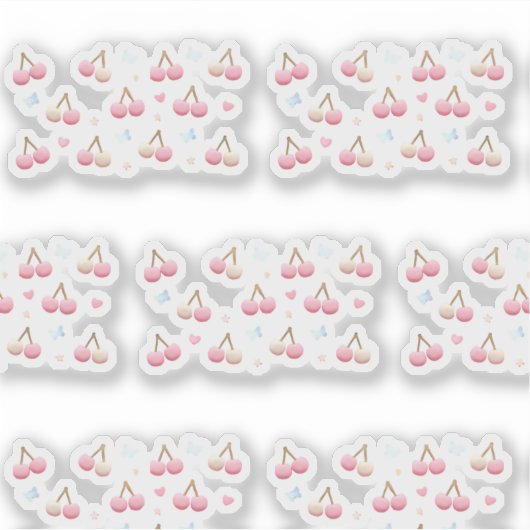 Cute Pastel Pink Cherry Pattern Sticker (Voorkant)