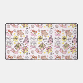 Cute Pastel Pink Christmas Ornaments Pattern Bureaumat