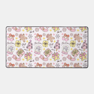 Cute Pastel Pink Christmas Ornaments Pattern Bureaumat