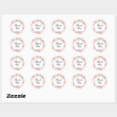 Cute Pastel Pink Floral Hartelijk dank Ronde Sticker (Vel)