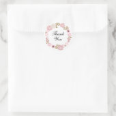 Cute Pastel Pink Floral Hartelijk dank Ronde Sticker (Tas)