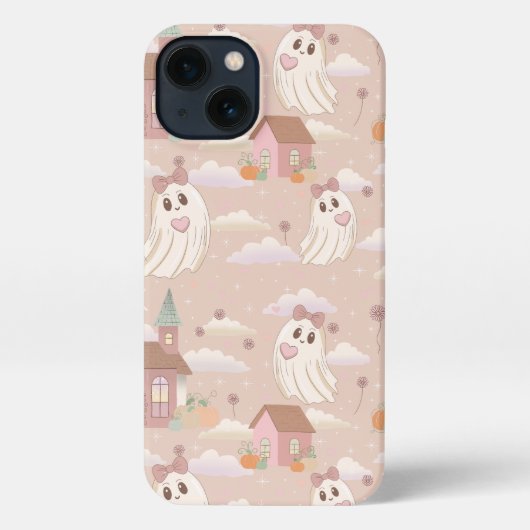 Cute Pastel Pink Halloween Ghost iPhone Hoesje (Achterkant)