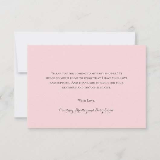 Cute Pastel Pink Heart Girl Baby shower Bedankkaart (Achterkant)