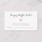 Cute Pastel Pink Heart Girl Diaper Raffle Ticket Informatiekaartje (Voorkant)