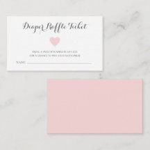 Cute Pastel Pink Heart Girl Diaper Raffle Ticket