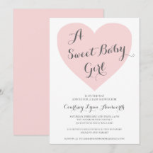 Cute Pastel Pink Heart Sweet Baby Girl Baby shower