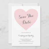 Cute Pastel Pink Heart Typography Wedding Save The Date (Voorkant)