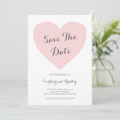 Cute Pastel Pink Heart Typography Wedding Save The Date (Staand voorkant)