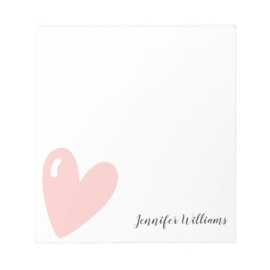 Cute Pastel Pink Hearts Simple Feminine Custom Notitieblok (Voorkant)