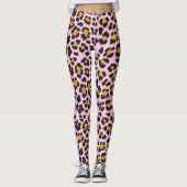 Cute Pastel Pink Leopard Gold Glitter Leggings (Voorkant)