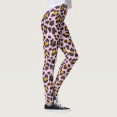 Cute Pastel Pink Leopard Gold Glitter Leggings (Rechts)