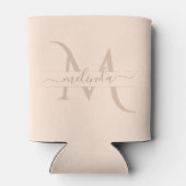 Cute Pastel Pink Monogram Script Name Girly Blikjeskoeler (Achterkant)