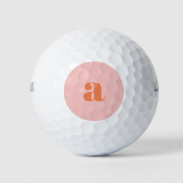 Cute Pastel Pink Oranje Monogram Retro Lettering Golfballen