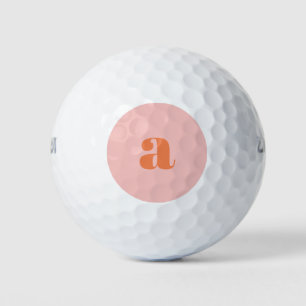 Cute Pastel Pink Oranje Monogram Retro Lettering Golfballen